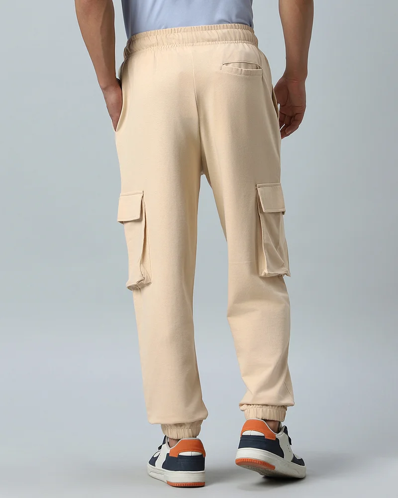bewakoof  Men's Brown Oversized Cargo Warm Joggers for Men | Best Price UAE